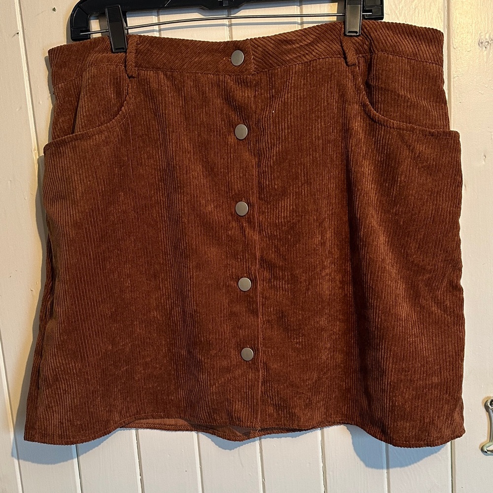 SHEIN Brown Corduroy Mini Skirt